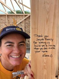 It's a Habitat tradition for volunteers to sign the walls in the garage with a message for the homeowner