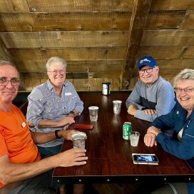 Barb, Larry, Becky, & Peter relaxing at the brewery