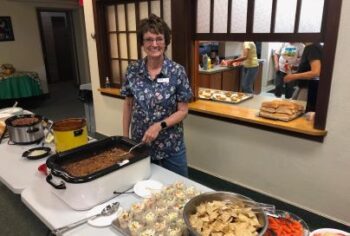 Nancy presiding over a yummy lunch