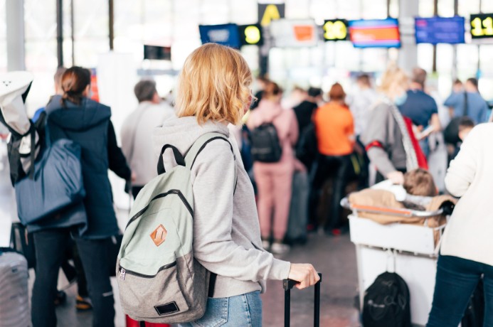 Woman in line for immigrarion