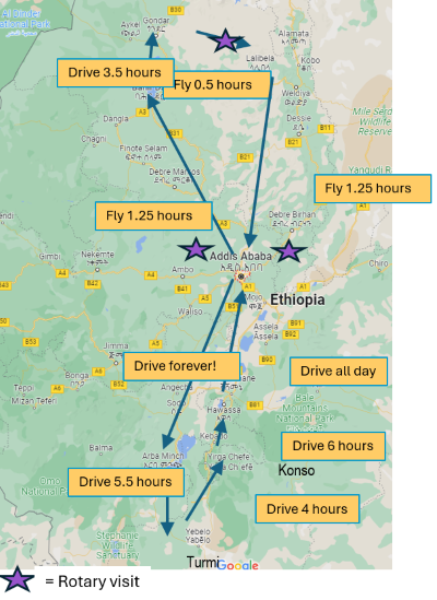 Ethiopia trip map